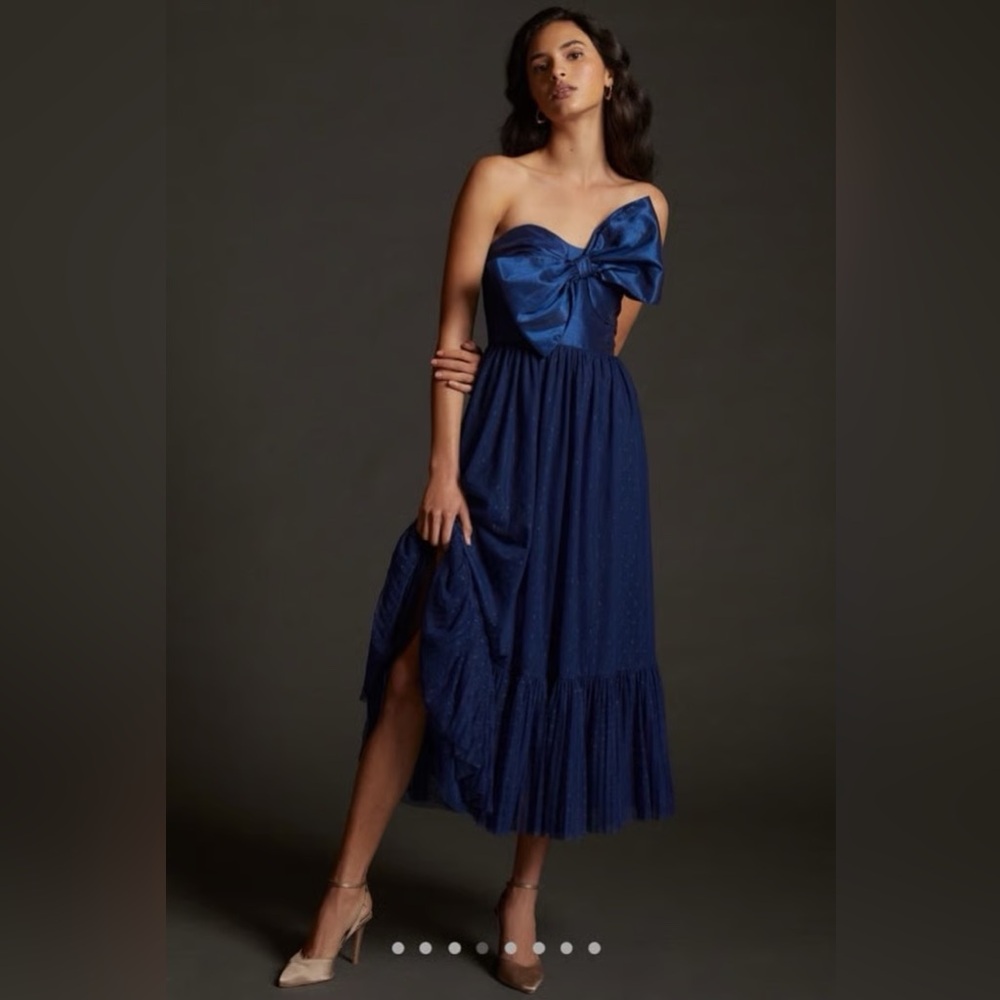 HUTCH Tulle Bow-Tie Midi Dress